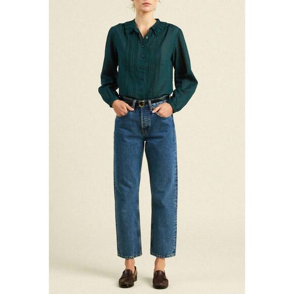 NEW TROVATA alise blouse in sea pine check
